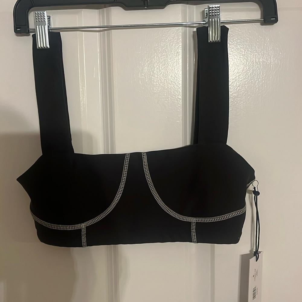 WeWoreWhat Black Bra with White Stitching
